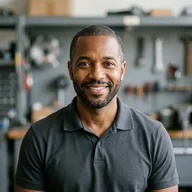 AI-generated portrait of Riley Brooks, a fictional technician